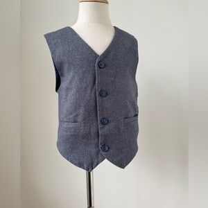 KIDS | Janie and Jack Blue and Gray Tweed Lined Vest | Size 6